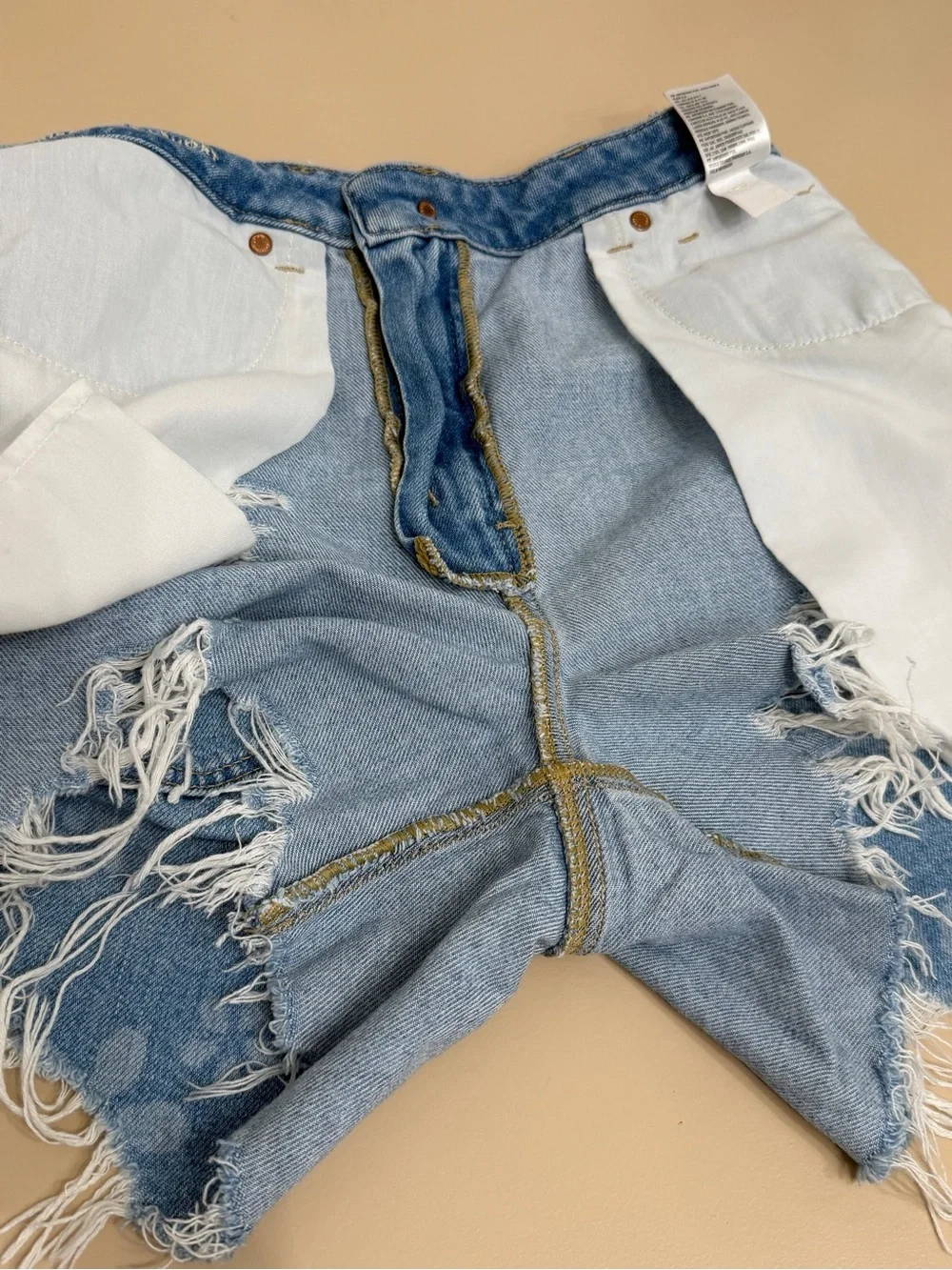 American Eagle Highest Rise Baggy Daisy Floral Denim Shorts Distressed Women's 4